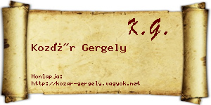 Kozár Gergely névjegykártya